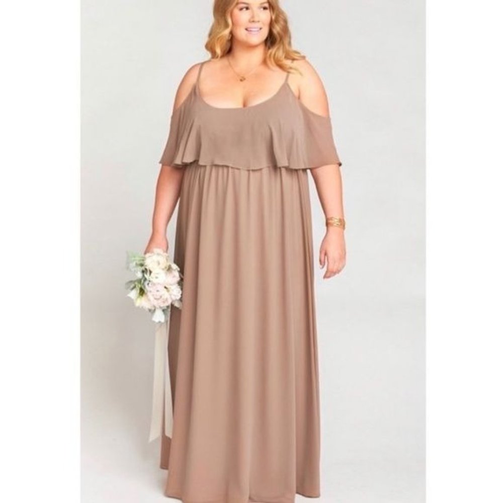 SMYM Caitlin Ruffle Maxi Dress in Dune Chiffon